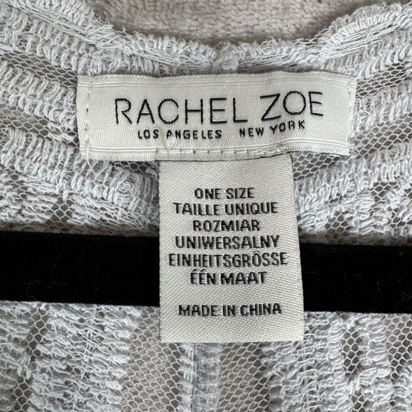 Rachel Zoe Lace Kimono Crochet Duster Cardigan Sheer White Gray One Size - Picture 6 of 9